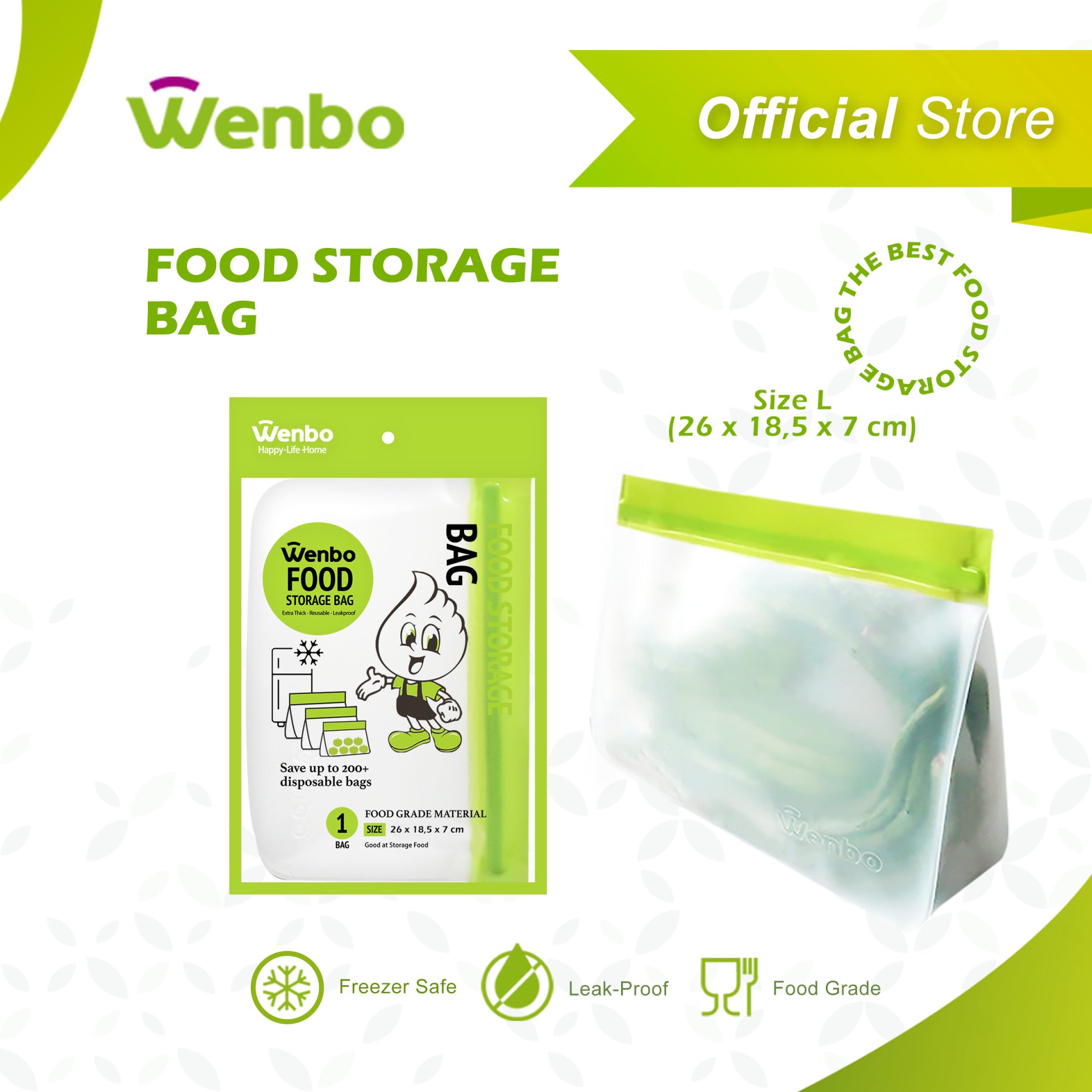 Food Storage Bag Size L 26x18.5x7cm