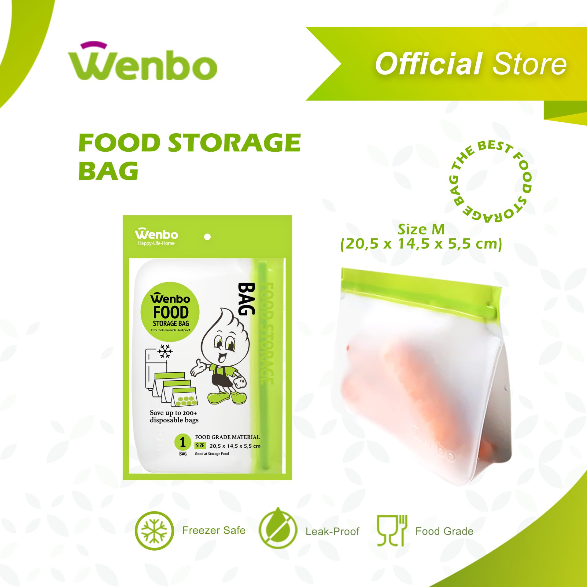 Food Storage Bag Size M 20.5x14.5x5.5cm